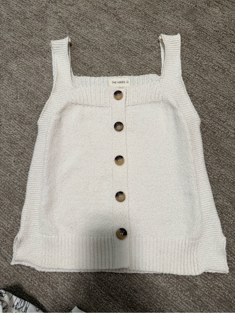The Nines Cream Knit Button-Front Tank Top